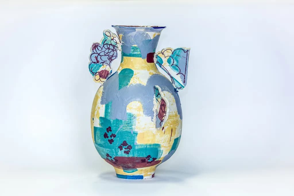 Amy Hughes, After Alhambra in Lilac, Turquoise and Royal Blue