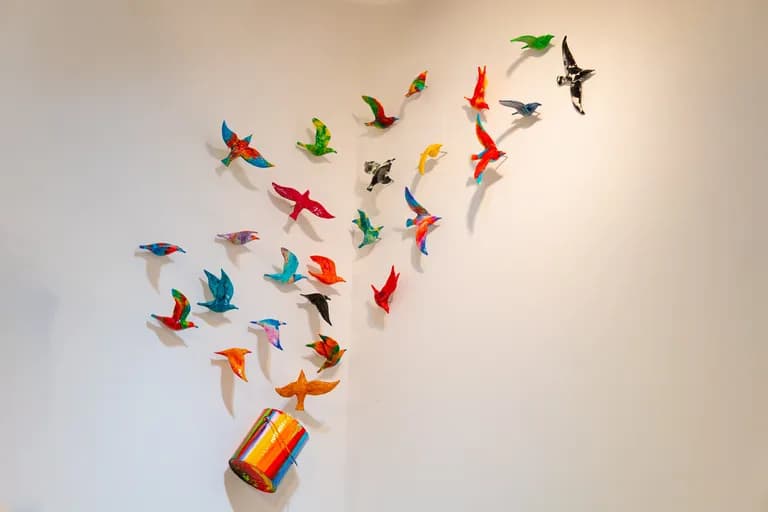 Ancizar Marin, Birds Installation with Paint Can